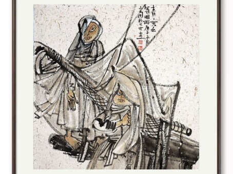 战国武士水墨画，展现古代战士的英勇与智慧，具有浓厚的历史文化氛围。.